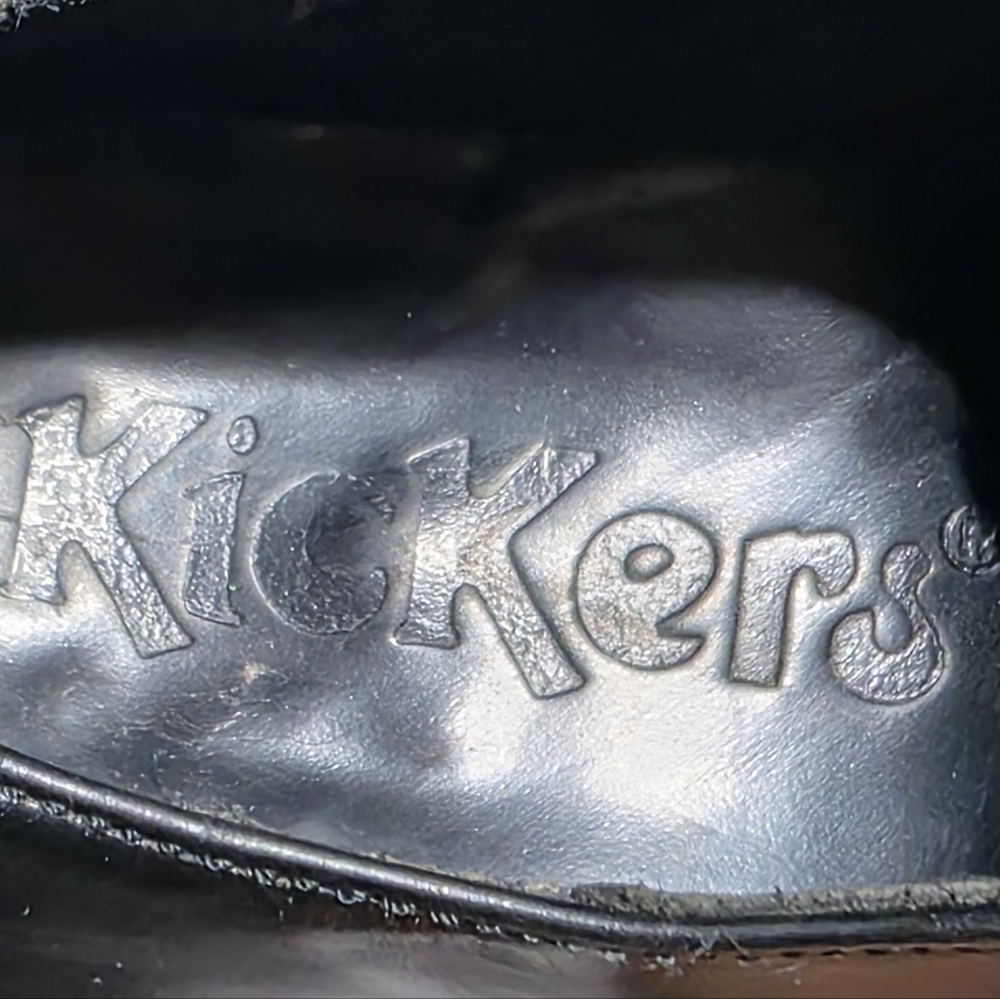 VINTAGE Y2K KICKERS LEATHER BROGUE OXFORD SHOES BLACK & OXBLOOD SZ 7.5 - Picture 9 of 10